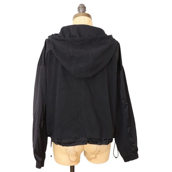 ATHLETA Zion Microfleece 1/2 Zip Sweatshirt S Black Hooded Cinch Hem EUC B66 - Picture 4 of 6